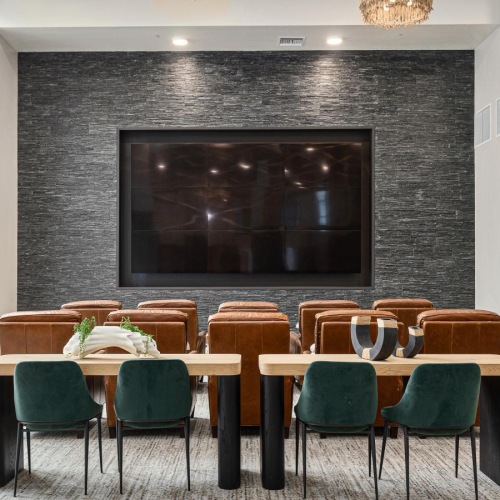 a room with a table and chairs